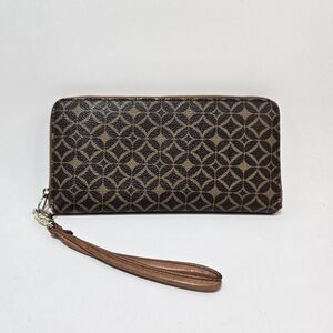 Fossil Wallet Geometric Brown Zip-around